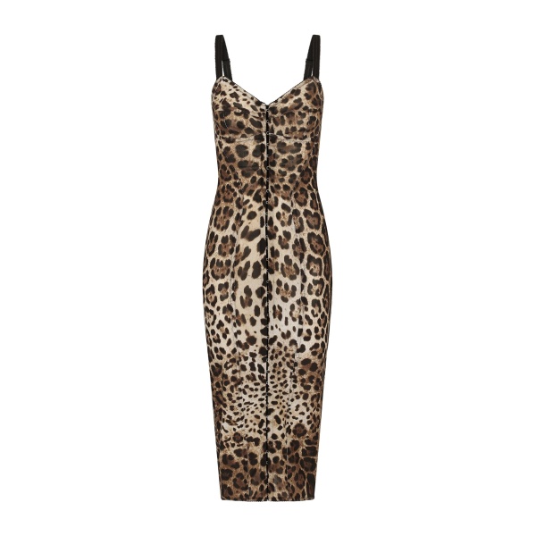 Dolce & Gabbana Marquisette calf-length dress with leopard print