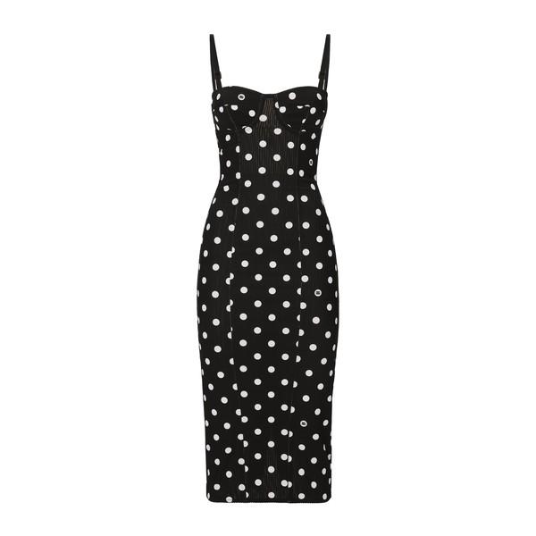 Dolce & Gabbana Marquisette sheath dress with polka-dot print and corset details