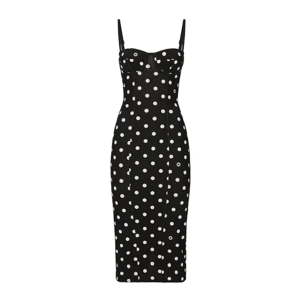 Dolce & Gabbana Marquisette sheath dress with polka-dot print and corset details