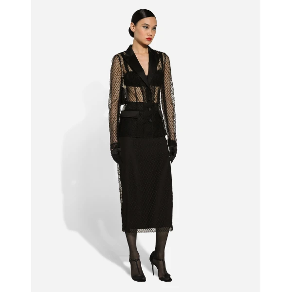 Dolce & Gabbana Mesh calf-length pencil skirt, view 3