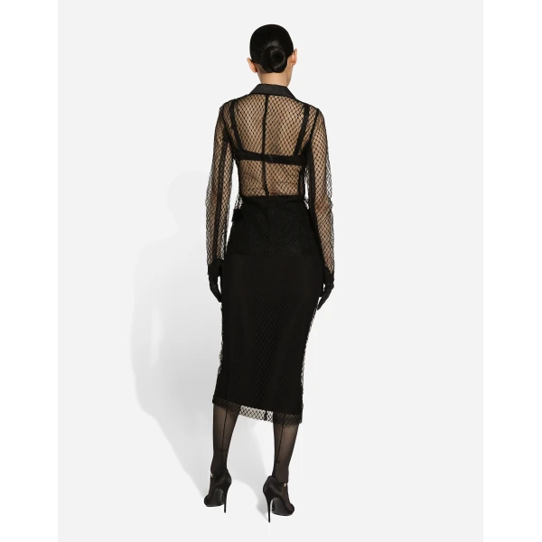 Dolce & Gabbana Mesh calf-length pencil skirt, view 4