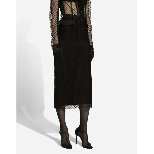 Dolce & Gabbana Mesh calf-length pencil skirt, view 5