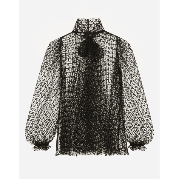 Dolce & Gabbana Mesh pussy-bow blouse, view 2