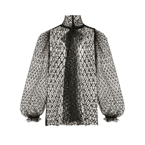 Dolce & Gabbana Mesh pussy-bow blouse