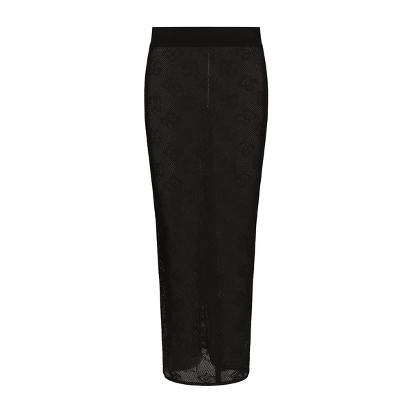 Dolce & Gabbana Mesh-stitch pencil skirt with jacquard DG logo
