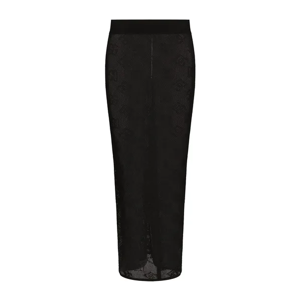 Dolce & Gabbana Mesh-stitch pencil skirt with jacquard DG logo