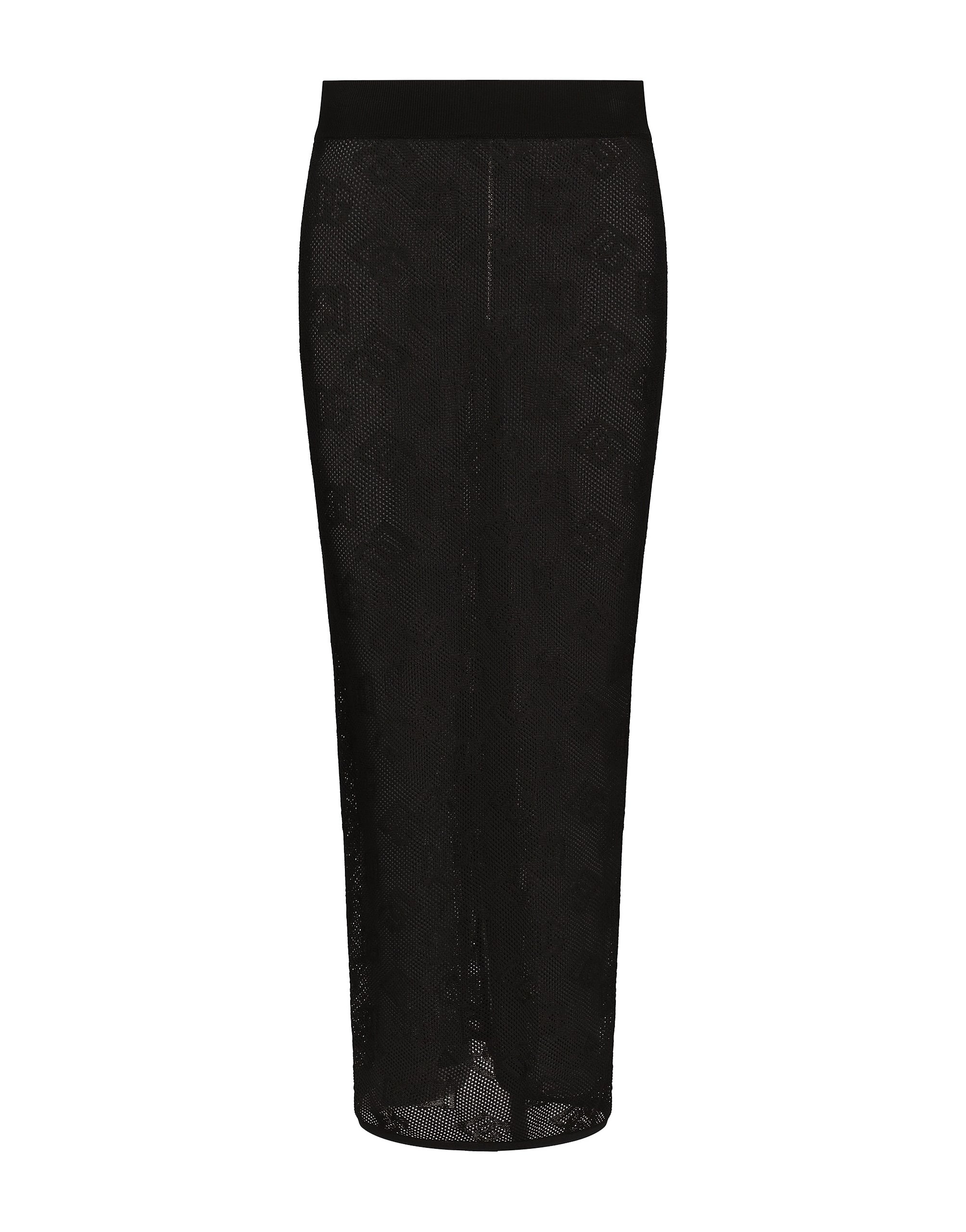 Dolce & Gabbana Mesh-stitch pencil skirt with jacquard DG logo