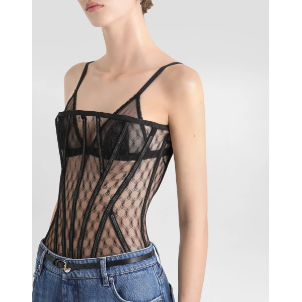 Dolce & Gabbana Mesh tulle corset Top, view 5