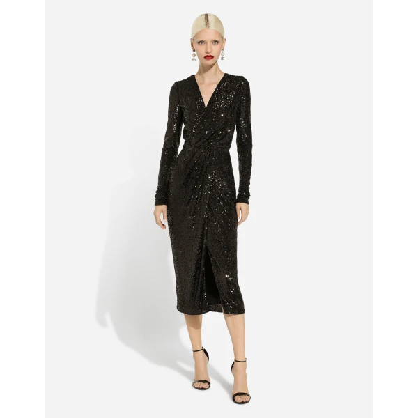 Dolce & Gabbana Micro-sequined calf-length dress, view 2