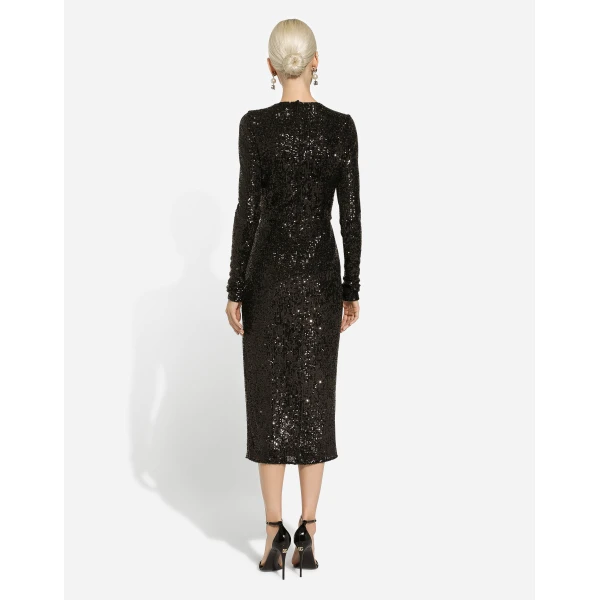 Dolce & Gabbana Micro-sequined calf-length dress, view 3