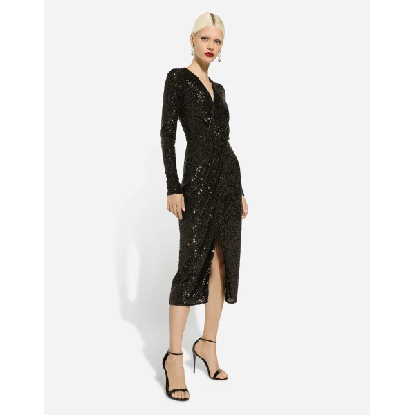Dolce & Gabbana Micro-sequined calf-length dress, view 5