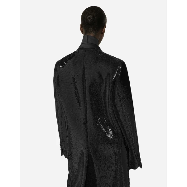 Dolce & Gabbana Micro-sequined double-breasted coat, view 5