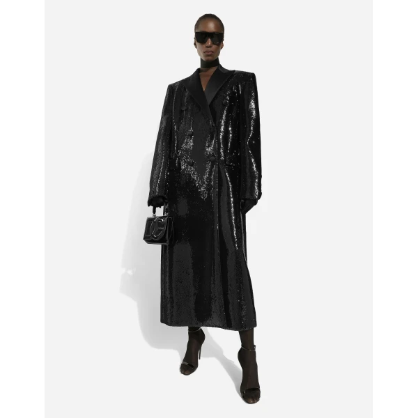 Dolce & Gabbana Micro-sequined double-breasted coat, view 6
