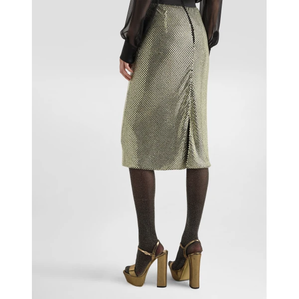 Dolce & Gabbana Midi pencil skirt in crystal mesh, view 5