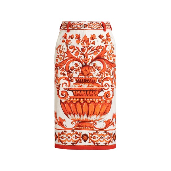 Dolce & Gabbana Midi skirt in majolica-print brocade