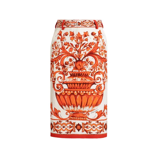 Dolce & Gabbana Midi skirt in majolica-print brocade