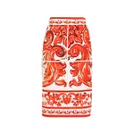 Dolce & Gabbana Midi skirt in majolica-print charmeuse