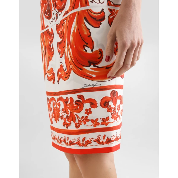 Dolce & Gabbana Midi skirt in majolica-print charmeuse, view 5