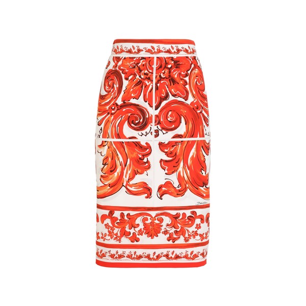 Dolce & Gabbana Midi skirt in majolica-print charmeuse