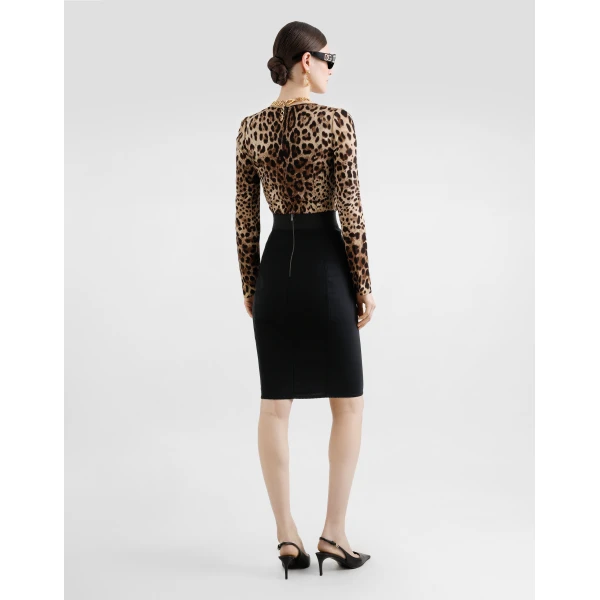 Dolce & Gabbana Midi skirt in powernet and satin, view 3