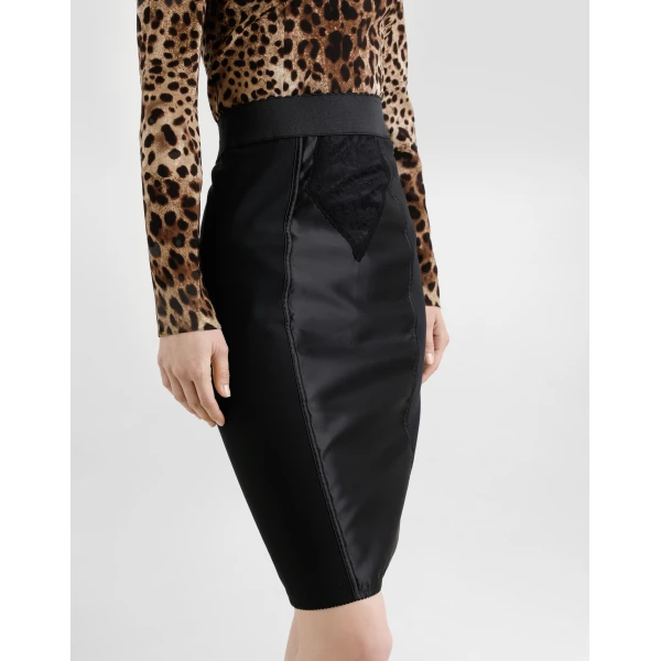 Dolce & Gabbana Midi skirt in powernet and satin, view 4