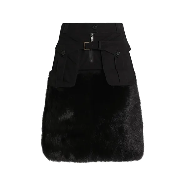 Midi skirt with fur