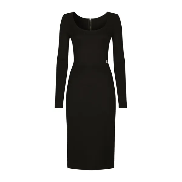 Dolce & Gabbana Milano rib calf-length dress with DG logo