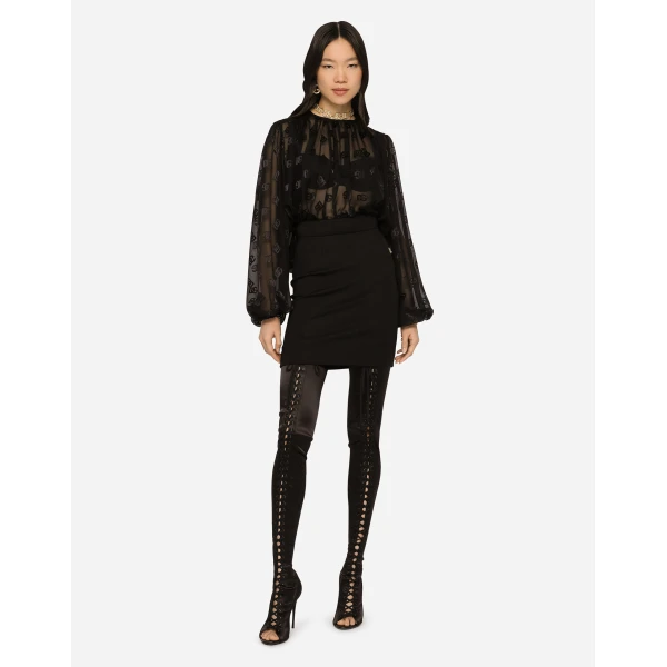 Dolce & Gabbana Milano rib miniskirt with DG logo Skirt, view 2