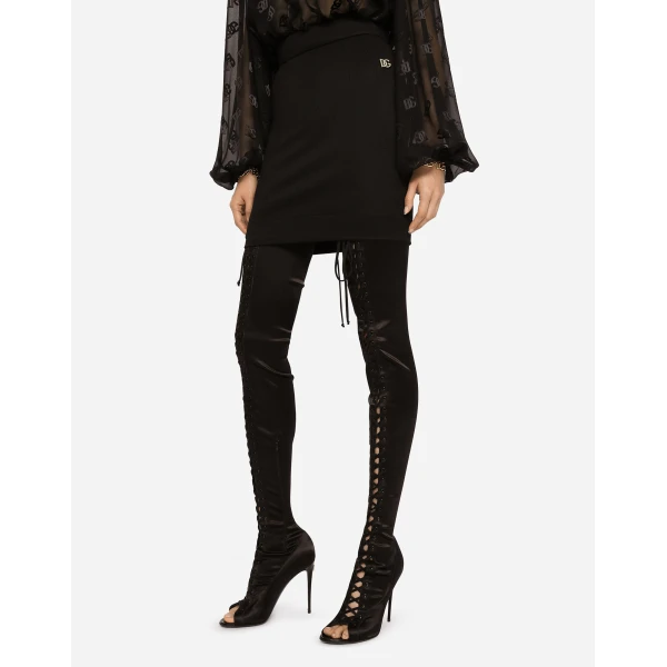 Dolce & Gabbana Milano rib miniskirt with DG logo Skirt, view 4