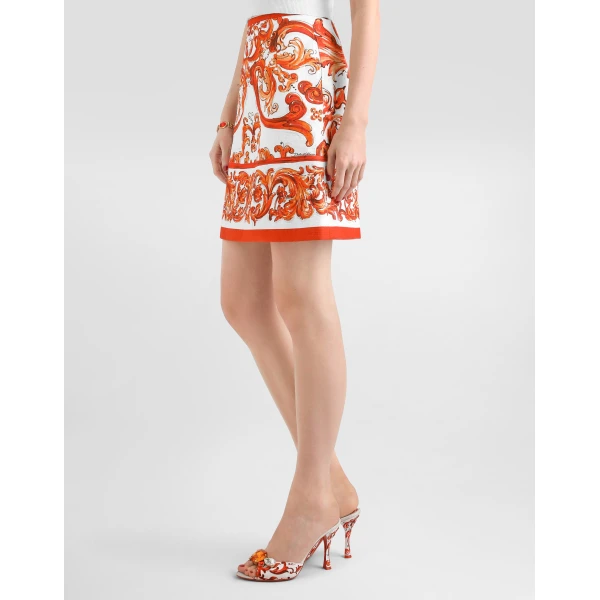 Dolce & Gabbana Miniskirt in majolica-print mat Skirt, view 5