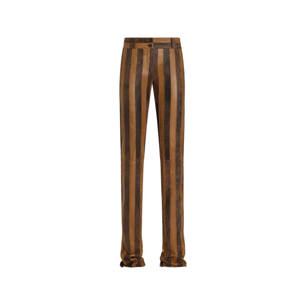 Nappa leather trousers with striped print