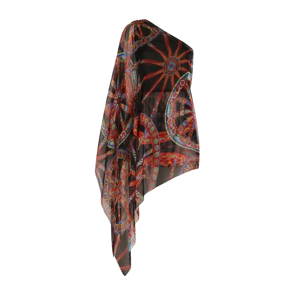 Dolce & Gabbana One-shoulder carretto-print chiffon dress