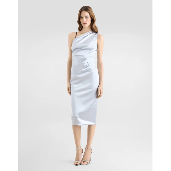 Dolce & Gabbana One-shoulder dress in stretch satin, view 2