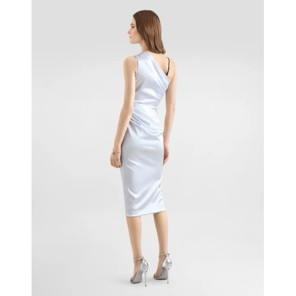 Dolce & Gabbana One-shoulder dress in stretch satin, view 3