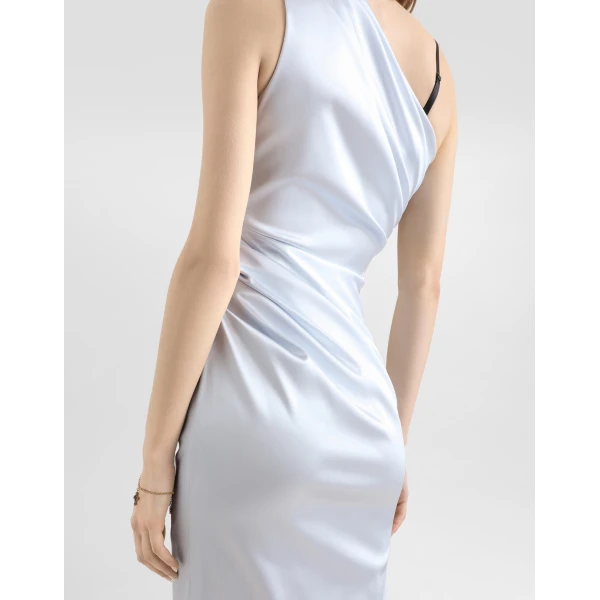 Dolce & Gabbana One-shoulder dress in stretch satin, view 6
