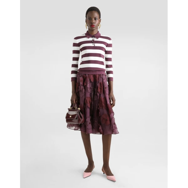 Dolce & Gabbana Organza midi circle skirt with floral embroidery, view 2