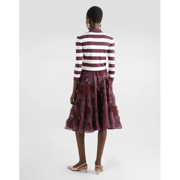 Dolce & Gabbana Organza midi circle skirt with floral embroidery, view 3