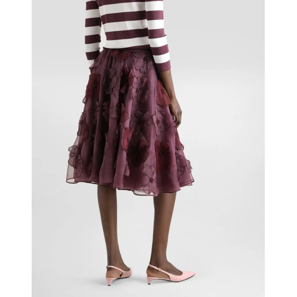 Dolce & Gabbana Organza midi circle skirt with floral embroidery, view 5