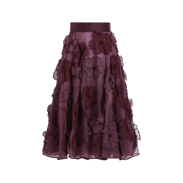 Dolce & Gabbana Organza midi circle skirt with floral embroidery