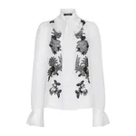 Dolce & Gabbana Organza pussy-bow shirt with lace appliqués