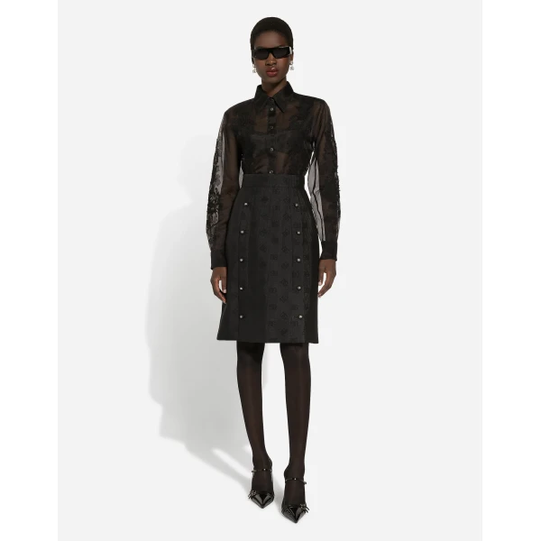 Dolce & Gabbana Organza shirt with lace appliqués, view 2