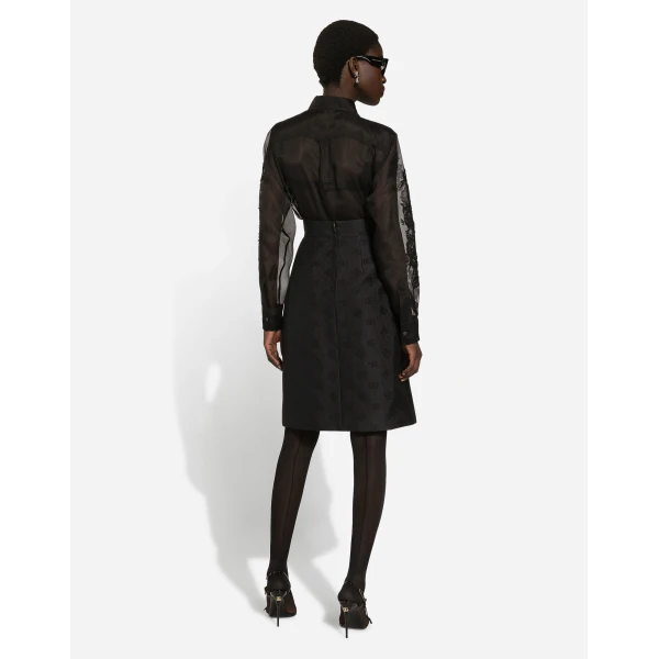 Dolce & Gabbana Organza shirt with lace appliqués, view 3