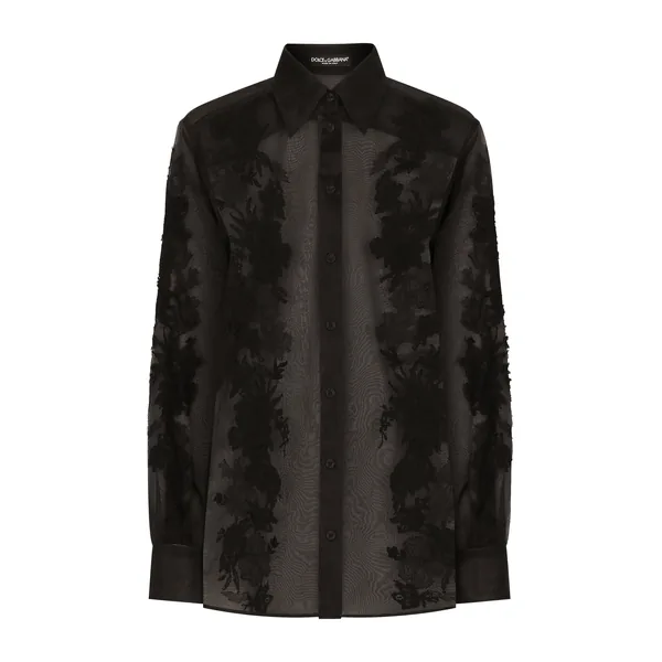 Dolce & Gabbana Organza shirt with lace appliqués