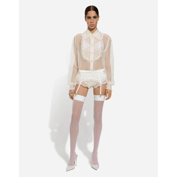 Dolce & Gabbana Organza shirt with shirt front and ruffles, view 3