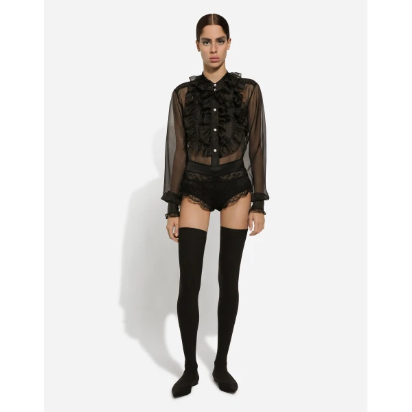 Dolce & Gabbana Organza shirt with shirt front and ruffles, view 3