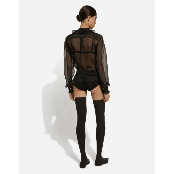 Dolce & Gabbana Organza shirt with shirt front and ruffles, view 4