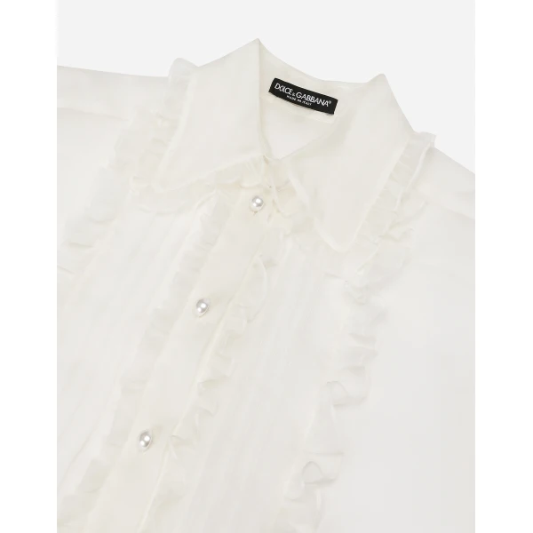 Dolce & Gabbana Organza shirt with shirt front and ruffles, view 6
