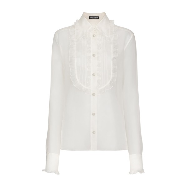 Dolce & Gabbana Organza shirt with shirt front and ruffles