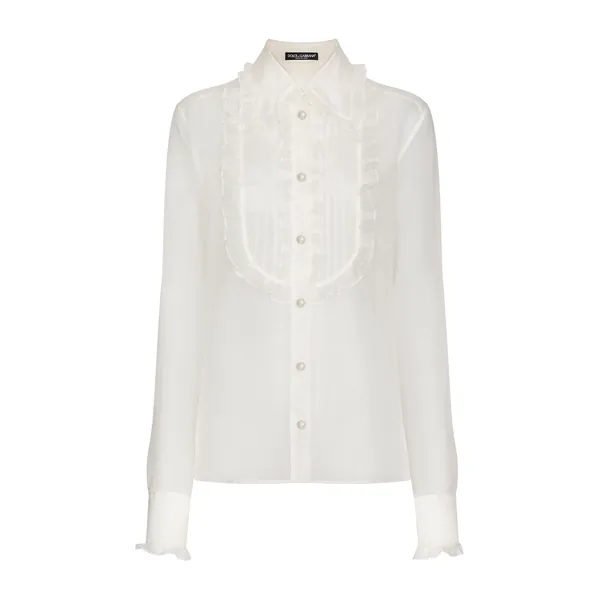 Dolce & Gabbana Organza shirt with shirt front and ruffles