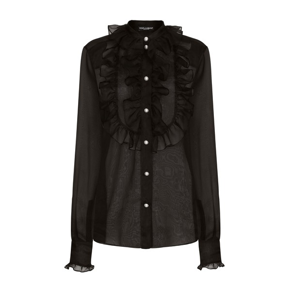 Dolce & Gabbana Organza shirt with shirt front and ruffles